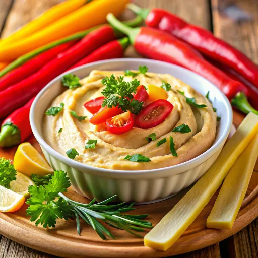 Sebzeli Renkli Humus Tabağı